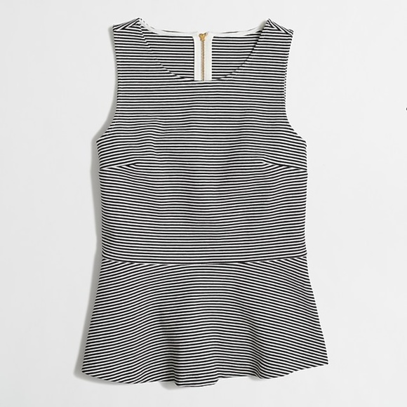 J. Crew Factory Tops - J.Crew Factory Striped Sleeveless Ponte Peplum
